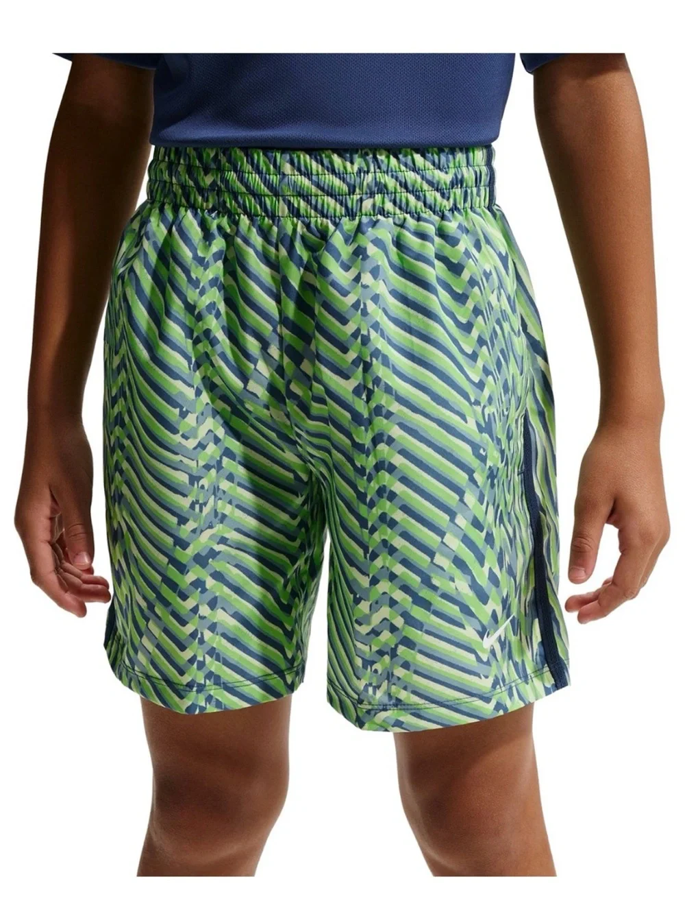 NWT Nike Big Boys Dri-FIT Woven Training Shorts Lime Navy Size M